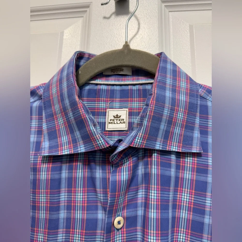 Peter Millar Men's Button‎ Down Dress Shirt Plaid Size Large